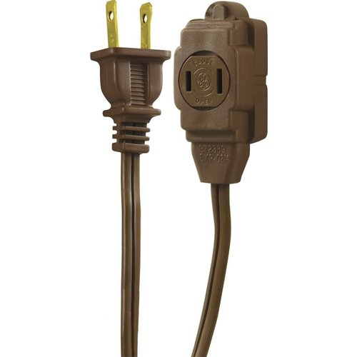 Cable de extensión polarizado para interiores de 2 hilos de calibre 16 de GE, de 9 pies, color marrón