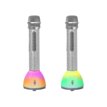 Singing Machine Bling Duets Wireless Microphone Speaker (2-Piece) - Silver
