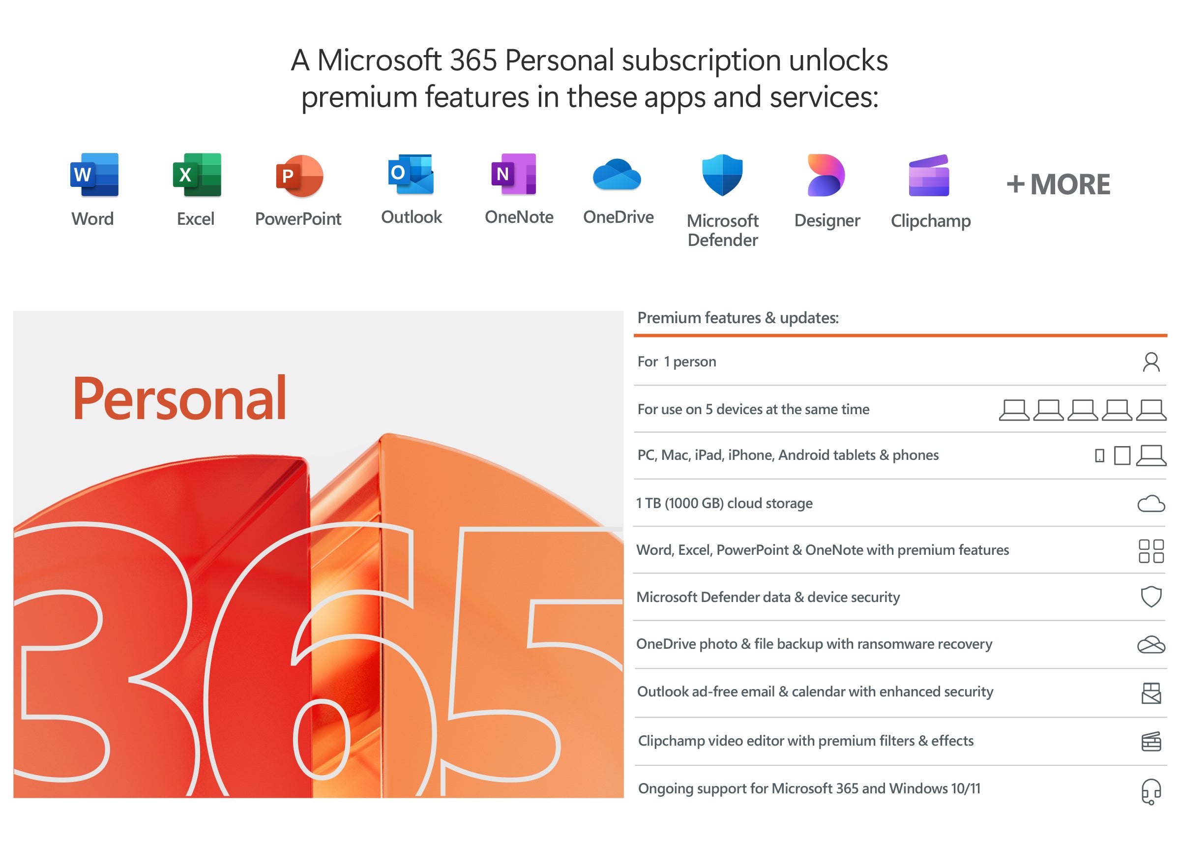 Microsoft 365 Personal 12-Month Subscription Premium Office Apps