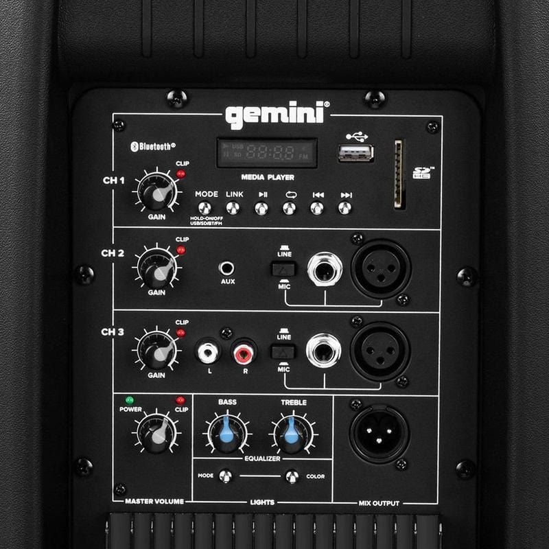 Bundle: Gemini GMX Media Controller System + Gemini DJX-500 Professional DJ Wired Over-the-Ear Headphones + Gemini AS-2115BT-LT-PK 15" 2000W Active Multi LED Bluetooth Loudspeaker with Stand and Wired Microphone