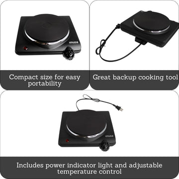 Imusa GAU/80315US Single Electric Hot Plate - Black