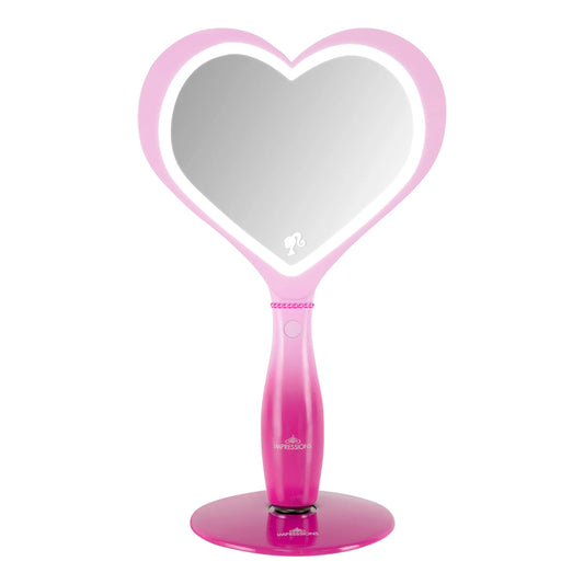 Impressions Vanity Barbie LED Handheld Makeup Mirror with Standing Base - Pink