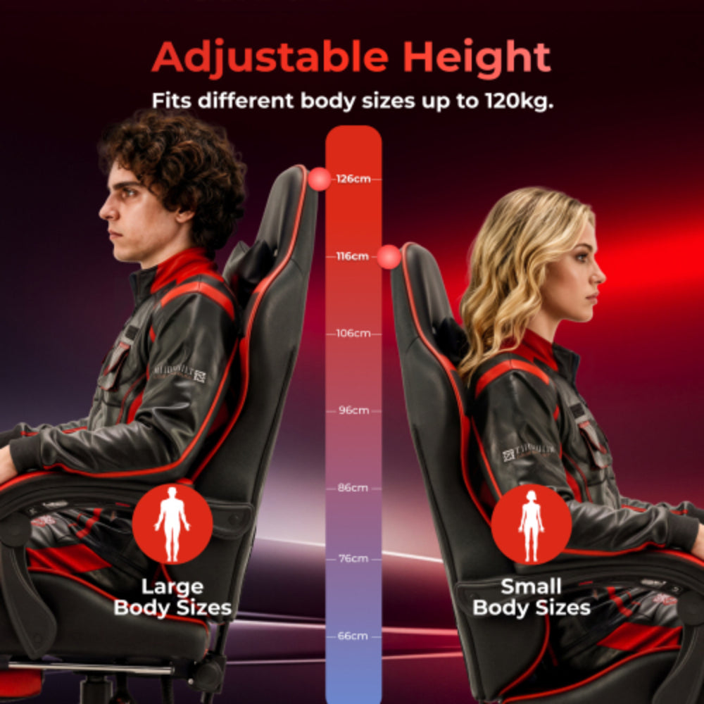 Black Widow Gaming Chair with Headrest - Black/Red