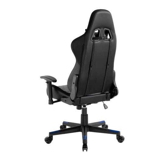 Black Widow Diamond Quilted PU Gaming Chair with Headrest and RGB Lights - Black