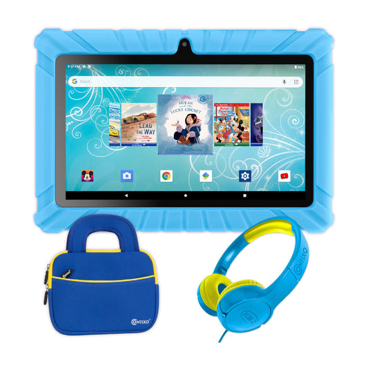 Contixo V8-2 7" Kids Tablet with Headphones and Tablet Bag Bundle - 32GB, Wi-Fi - Blue