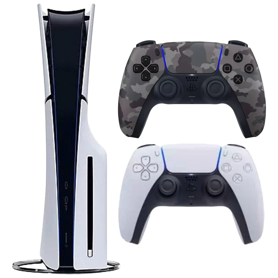 Bundle: Sony PlayStation 5 Slim + DualSense Wireless Controller -  Gray Camouflage