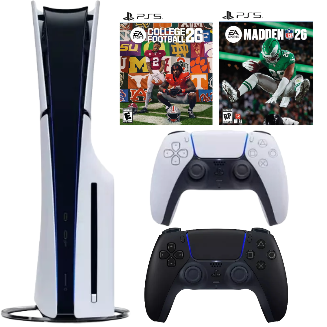 Bundle: Sony PlayStation 5 Slim + DualSense Wireless Controller - Midnight Black + College Football 26 + Madden NFL 26