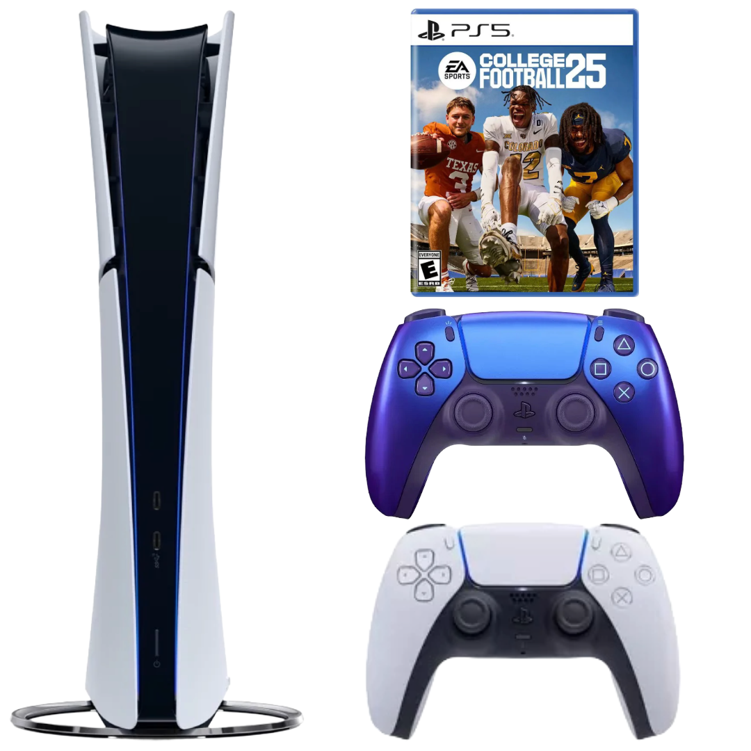 Bundle: Sony PlayStation 5 Slim Console +  DualSense Wireless Controller - Chroma Indigo + College Football 25