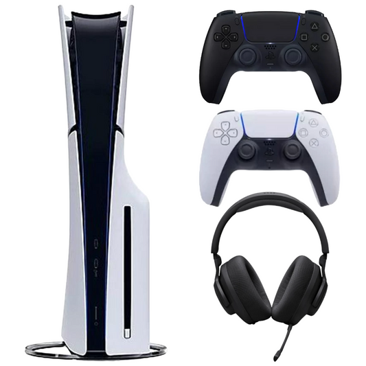 Bundle: Sony PlayStation 5 Slim 1TB Console + JBL Quantum 360X Over-the-Ear Wireless Gaming Headset + Black DualSense Wireless Controller