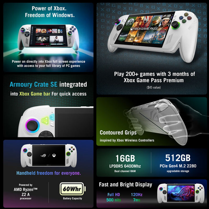 Asus 7" FHD ROG Xbox Ally Handheld Gaming System - AMD Ryzen Z2 A with 16GB Memory - 512GB SSD - White