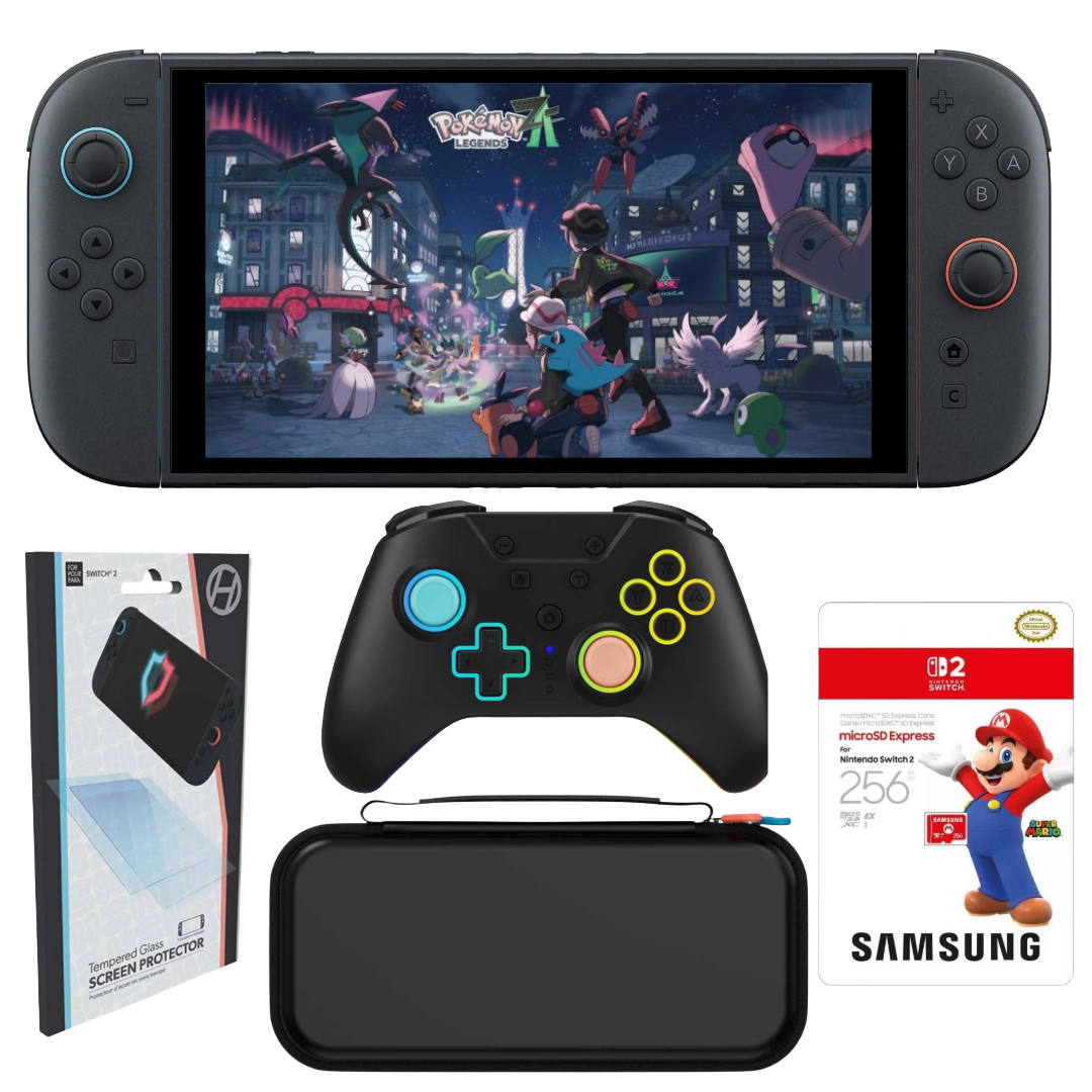 Bundle: Nintendo Switch 2 Pokémon: Legends Z-A Bundle +  Samsung 256GB microSD Express Card + Hyperkin Screen Protector + Hyperkin Hard Shell Carrying Case + Hyperkin Armor 3 NuRival Pro Wireless Game Controller