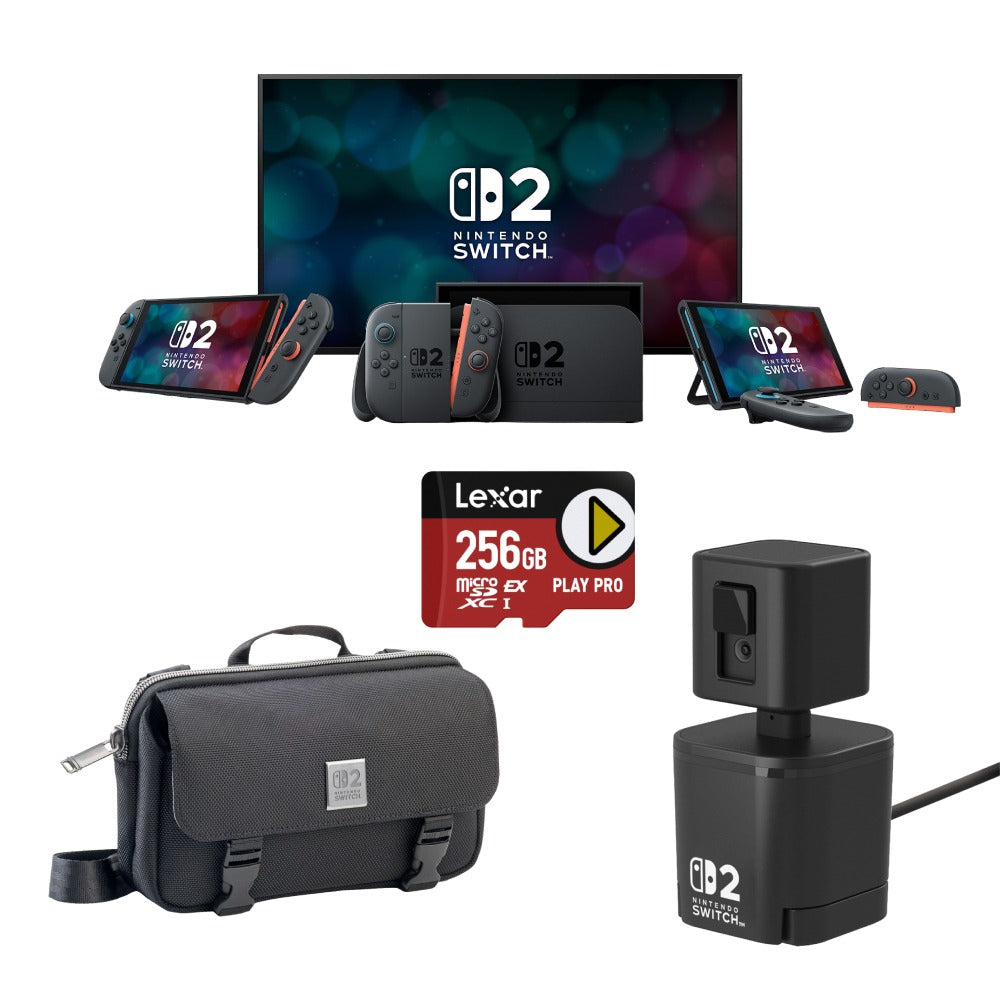 Bundle: Nintendo Switch 2 + Hori USB Camera + RDS Industries Traveler Deluxe Crossbody Bag Case + Lexar Play Pro 256GB microSDXC Express Memory Card