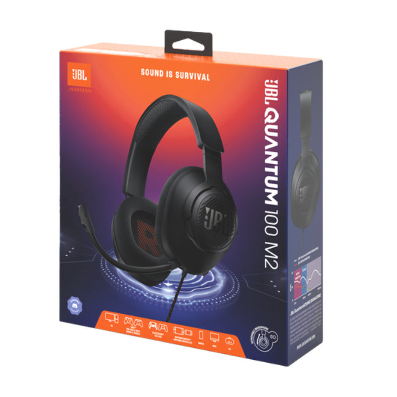 JBL Quantum 100M2 Over-the-Ear Wired Gaming Headset with Detachable Mic