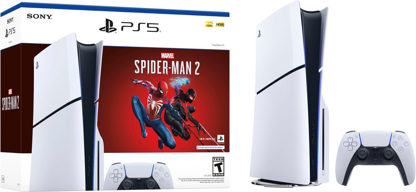 Sony PlayStation 5 Slim Console Marvel's Spider-Man 2 Bundle - White