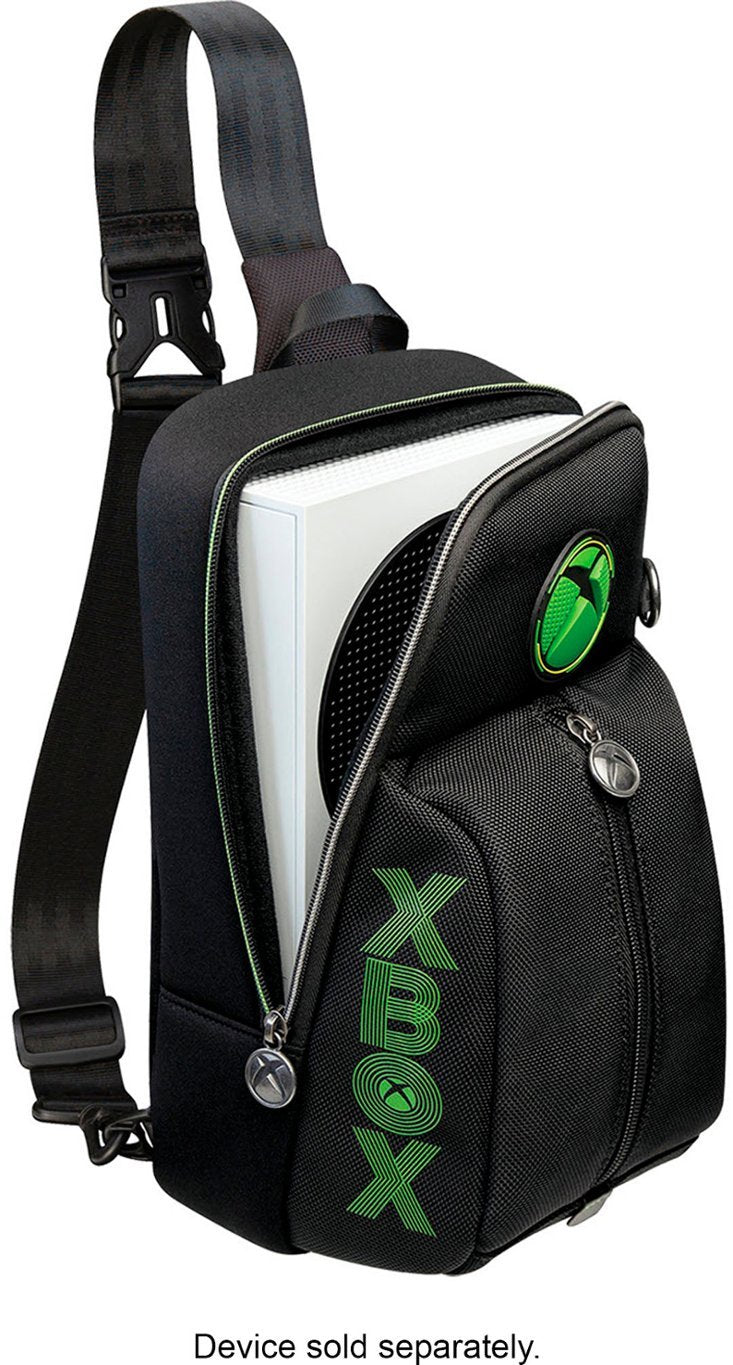 Estuche de transporte tipo bandolera RDS Game Traveler para Xbox Series X/S, color negro y verde 