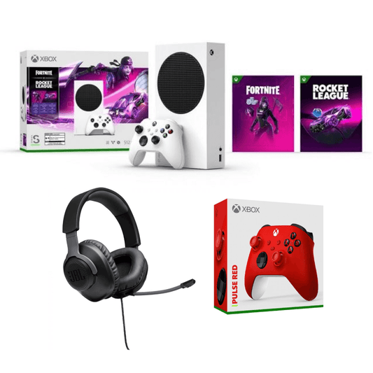 Xbox Series S Fornite y Rocket League + Auriculares para juegos JBL + Mando inalámbrico