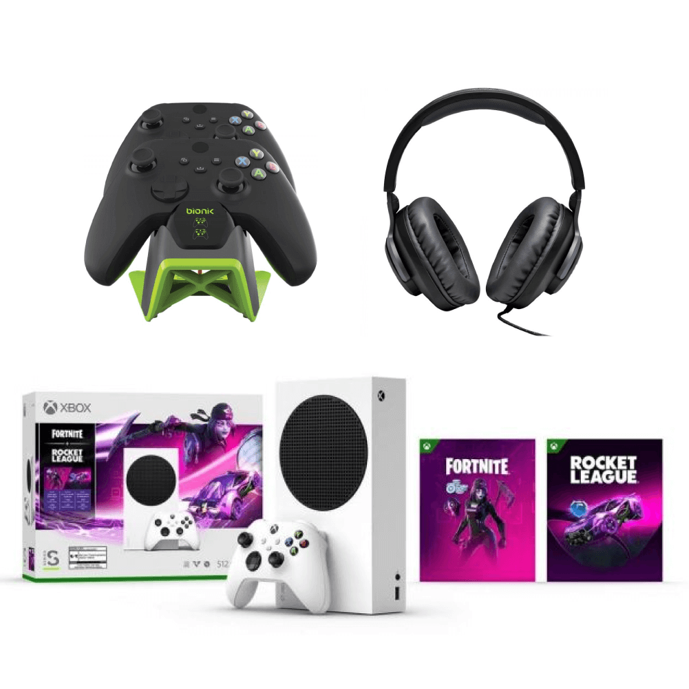 Xbox Series S Bundle: Console with Fortnite & Rocket League + Power Stand + Headset