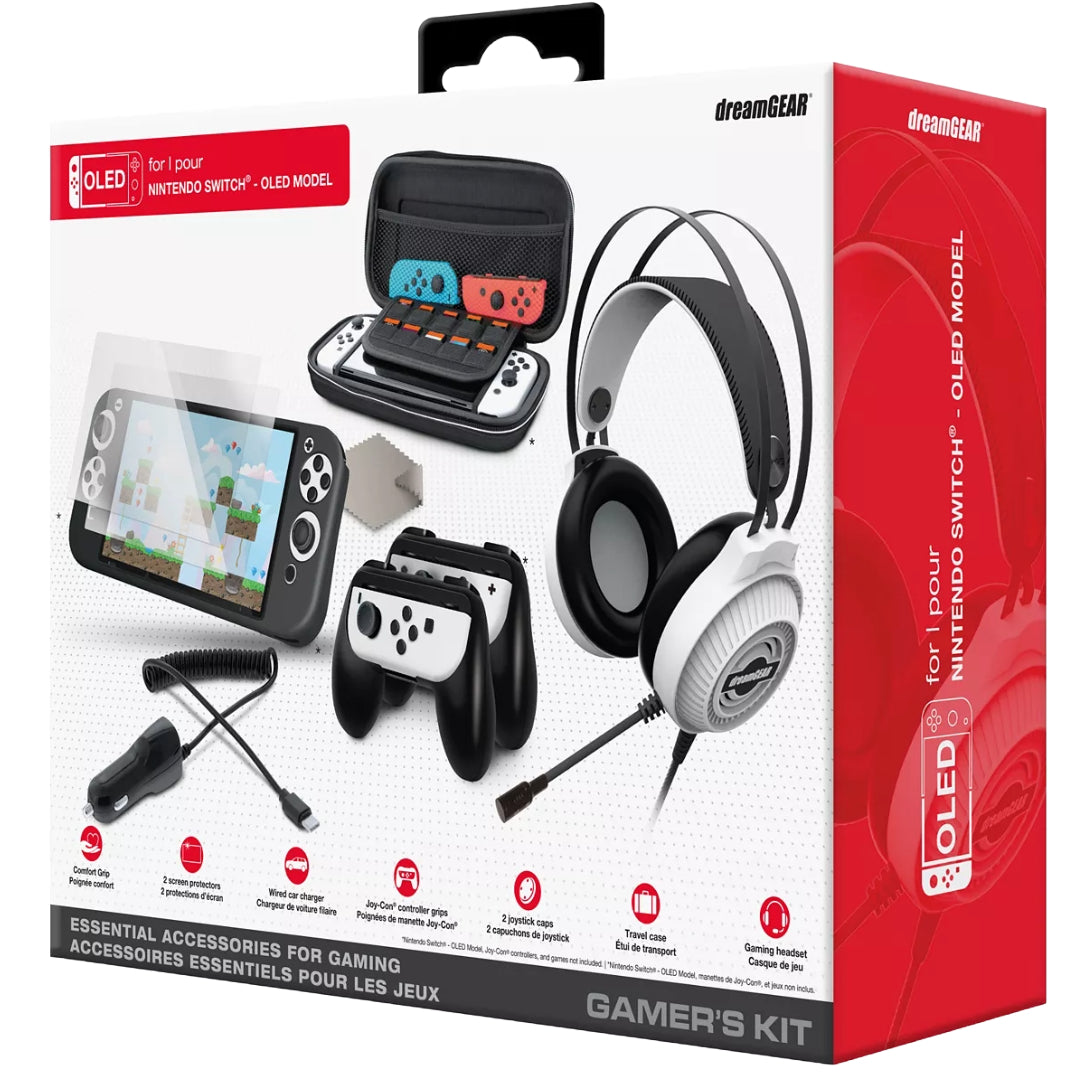Dreamgear OLED Gamer Kit for Nintendo Switch, Black/White– Curacao