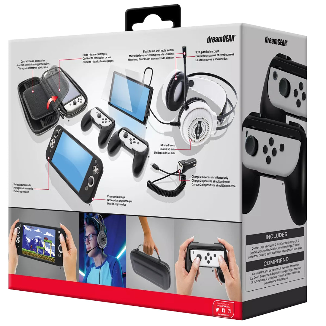 Kit de juego DreamGEAR OLED para Nintendo Switch - Negro/Blanco