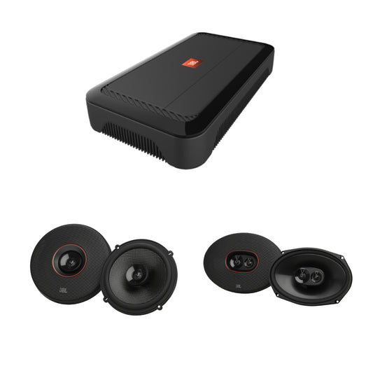 Bundle: JBL Club A754 4-Channel Car Amplifier + 64SQ 6.5" Two-Way Car Audio Speaker + 964M 6" x 9" Three-Way Car Speaker - Black