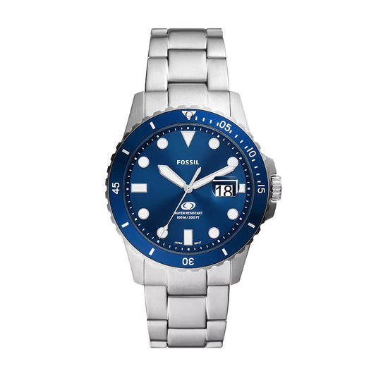 Fossil Blue Dive Men's 42mm Silver Bracelet Watch - Blue Dial