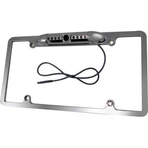 Accele License Plate w/ Camera Frame , Chrome Back-Up Cameras– Curacao