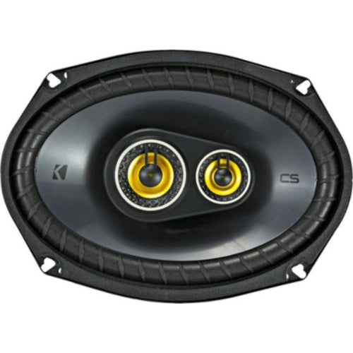 Altavoces para automóvil Kicker 46CSC6934 CS-Series de 3 vías con conos de polipropileno (juego de 2) - Amarillo/negro