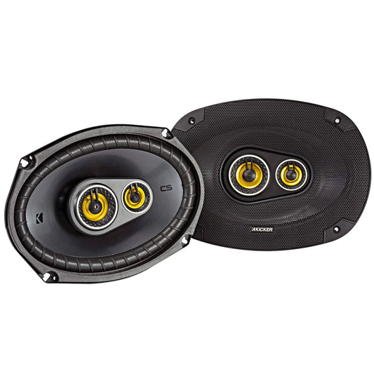 Kicker 46CSC6934 CS-Series 3-Way Car Speakers with polypropylene Cones (Set of 2) - Yellow/Black