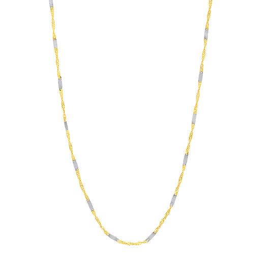 14K White and Yellow Gold 20" 1.45MM Flat Chain