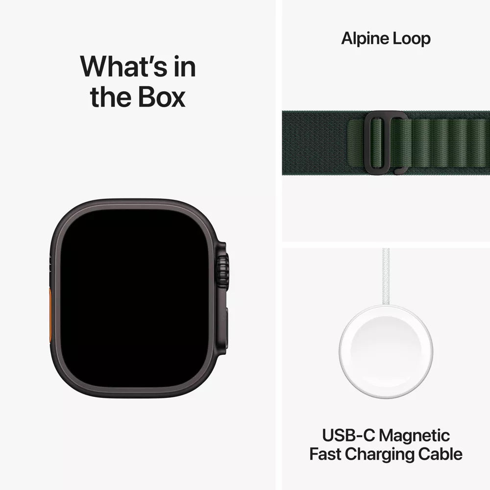 Apple Watch Ultra 2 Unisex 49mm Black Aluminum Case Smartwatch Dark Green Loop - GPS + Cellular