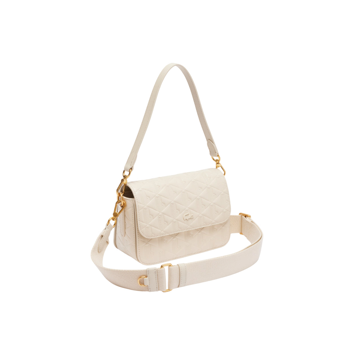 Lacoste Maheki Embossed Shoulder Bag - Bone White