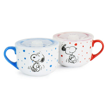 Peanuts Freckled Joy 25 oz Stoneware Soup Cup with Lid - Assorted Colors