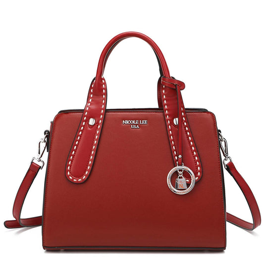 Julieta Structured Studded Satchel Red