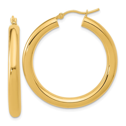 14K Leslie's Women's 4mm Polished Hoop Earrings in 14K Yellow Gold