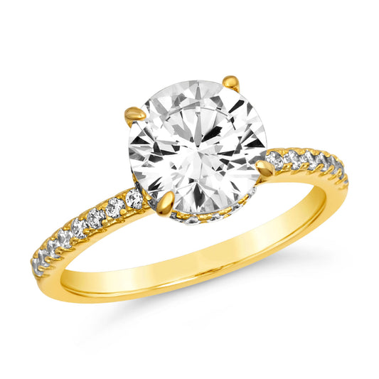 Anna Zuckerman Anastasia 07 Women's 1.5 ct. Diamond Crystalline Hidden Halo Engagement Ring in 18K Yellow Gold-Plating over 925 Sterling Silver - Size 9