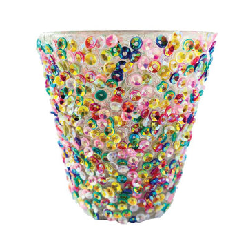 Creative Co-op Glass Tealight/Votive Holder with Sequins