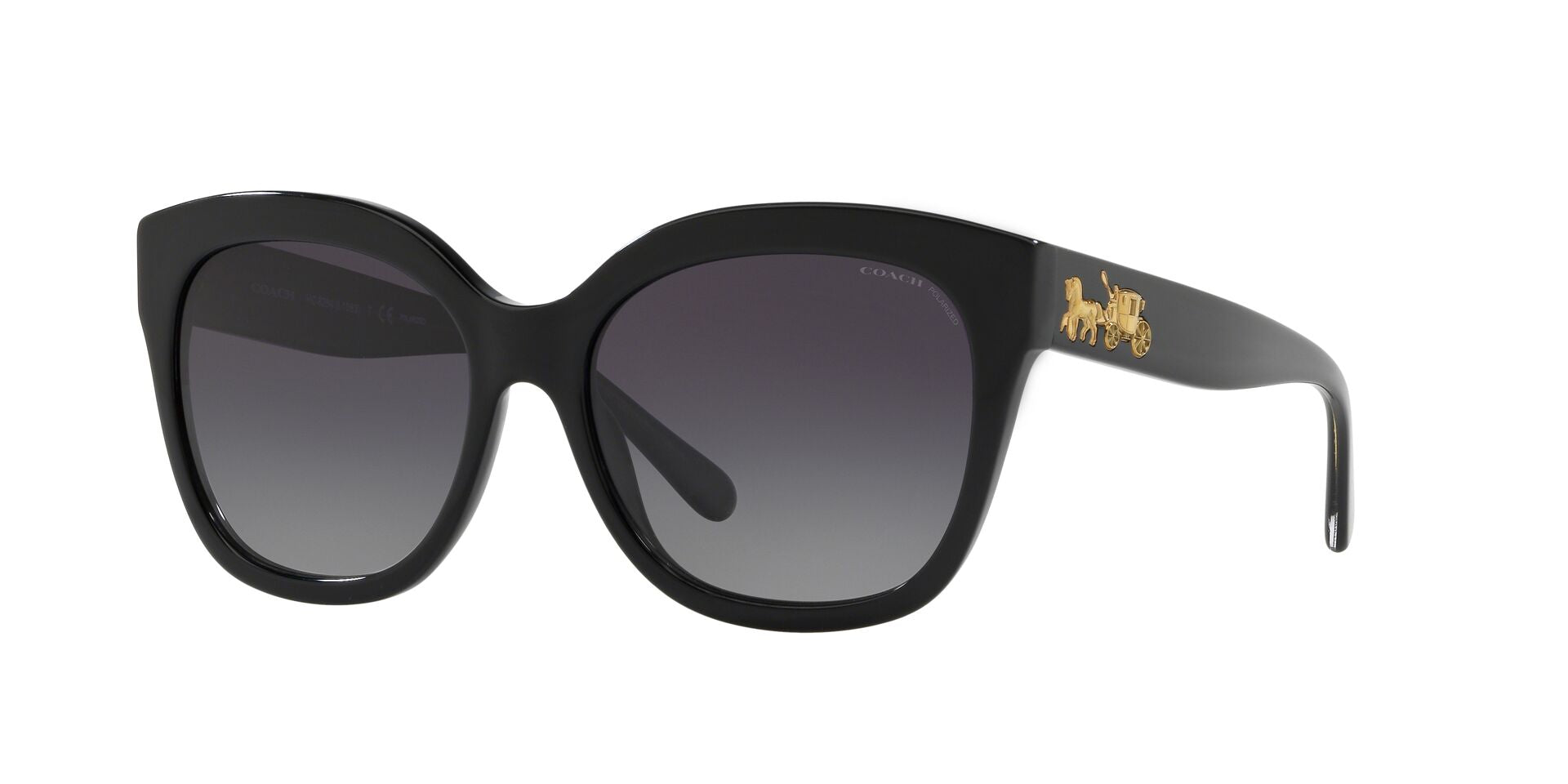Coach Y2K  Oversized Shield Sunglasses - Dark Gray Gradient New COACH HC8123 Cole 500211 55mm Black Gold Chain Oversized  main image 3