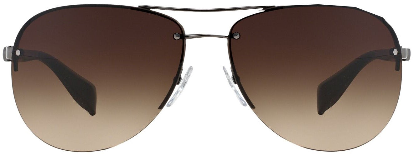 Prada Linea Rossa PS56MS Aviator Sunglasses - Ruthenium Dark Brown / Brown Shaded - Curacao