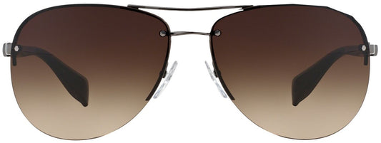 Prada Linea Rossa PS56MS Aviator Sunglasses - Ruthenium Dark Brown / Brown Shaded - Curacao
