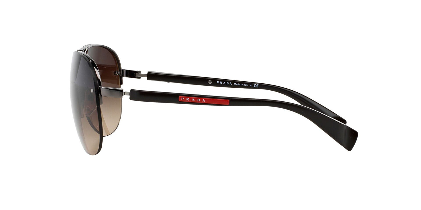 Prada Linea Rossa PS56MS Aviator Sunglasses - Ruthenium Dark Brown / Brown Shaded - Curacao