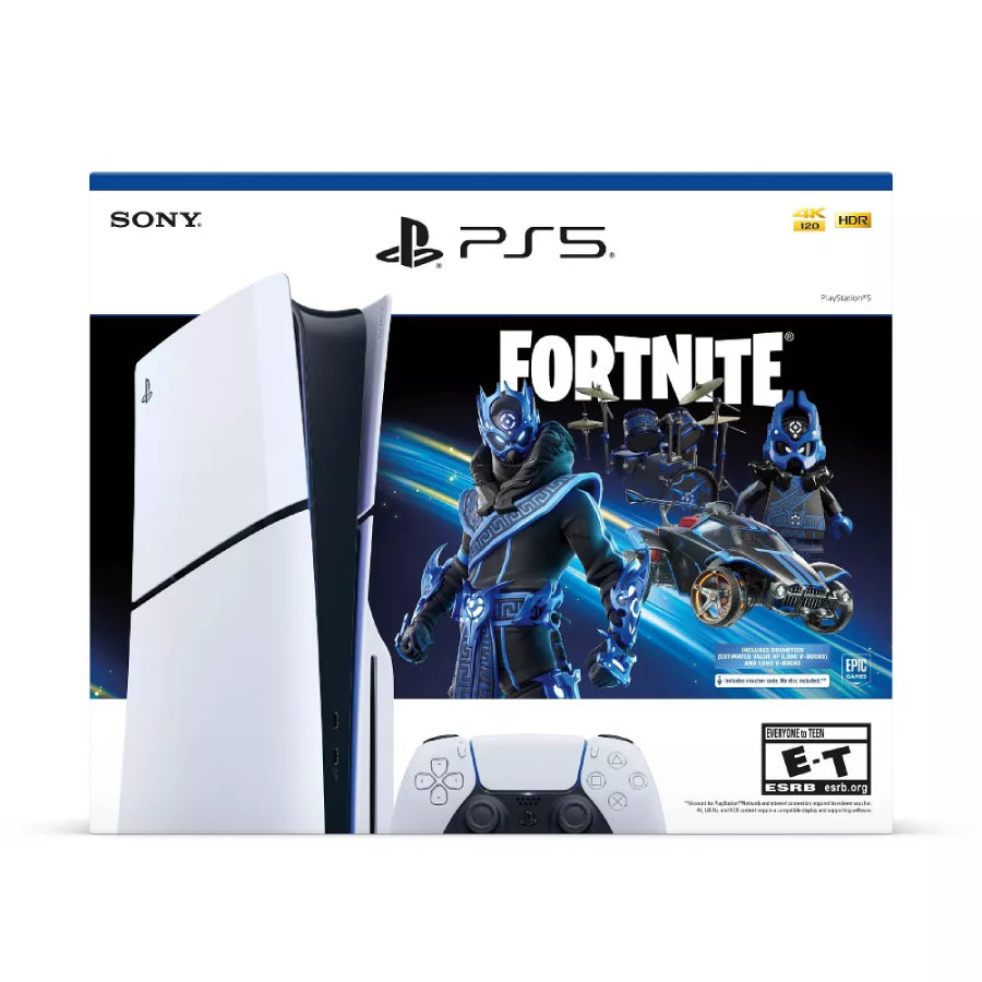 Sony PlayStation 5 Slim 1 TB Disc Console with Fortnite Cobalt Star Bundle - White