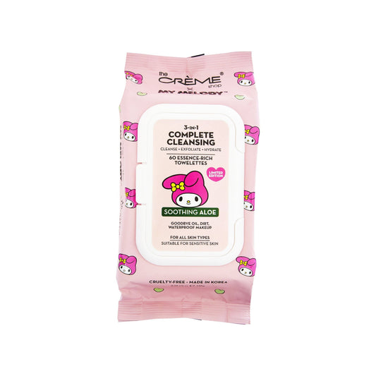 The Crème Shop x Sanrio My Melody 3-in-1 Complete Cleansing Essence-Rich Towelettes (60-Count) - Smoothing Aloe