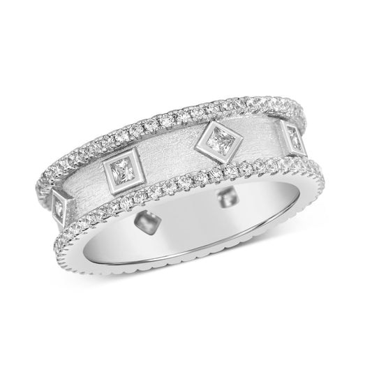 Anna Zuckerman H of Z 100 Women's 2 ct. Diamond Crystalline Byzantine Band Ring in Platinum-Plating over 925 Sterling Silver