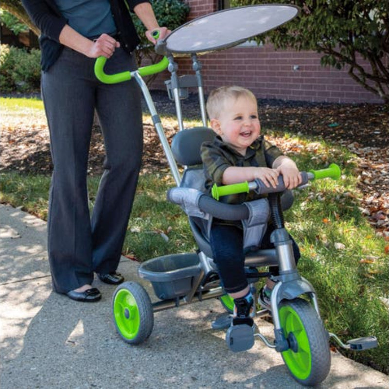 Huffy Malmo 4-in-1 Canopy Tricycle with Push Handle - Green/Gray