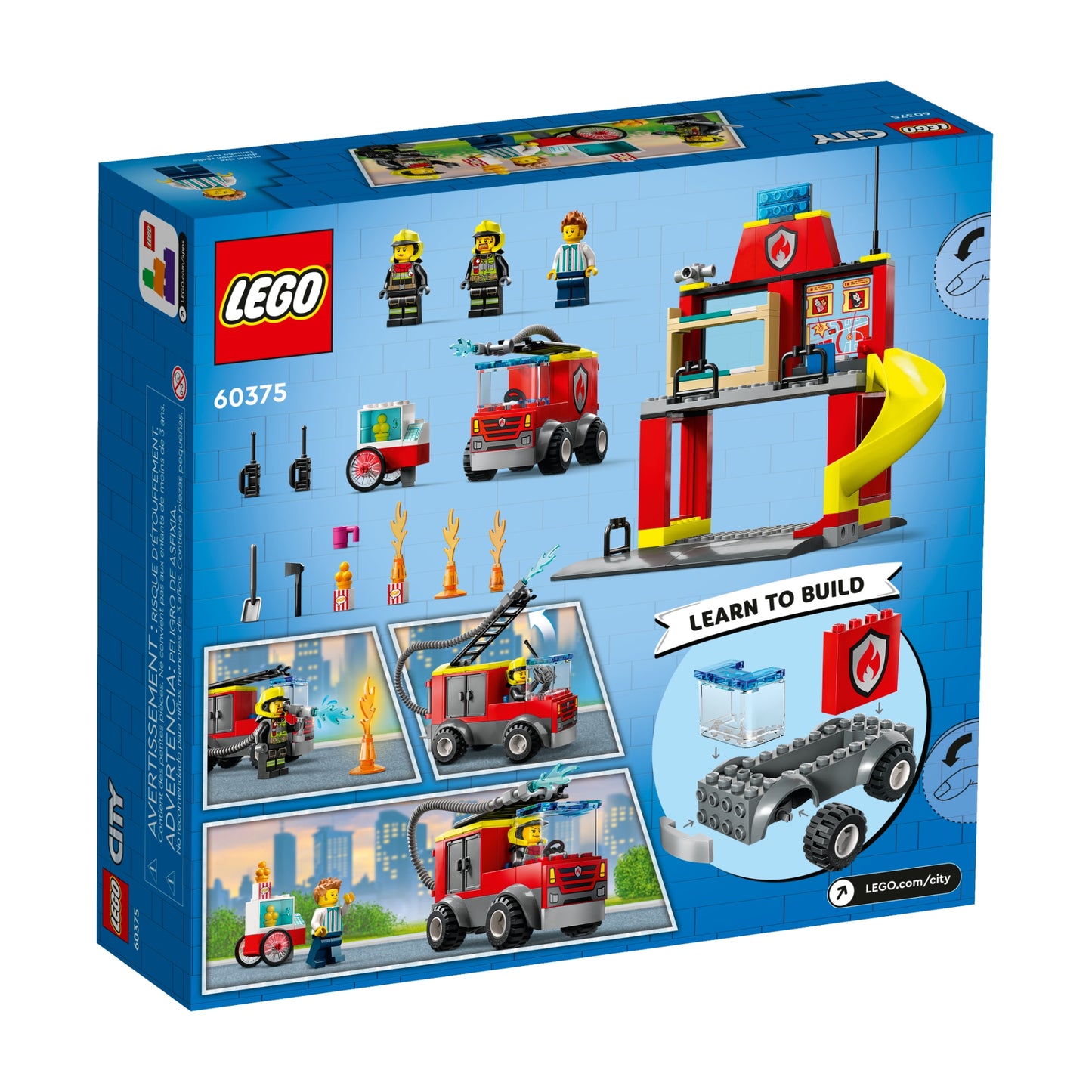 Set de construcción de juguetes LEGO City: estación de bomberos y camión de bomberos (153 piezas)