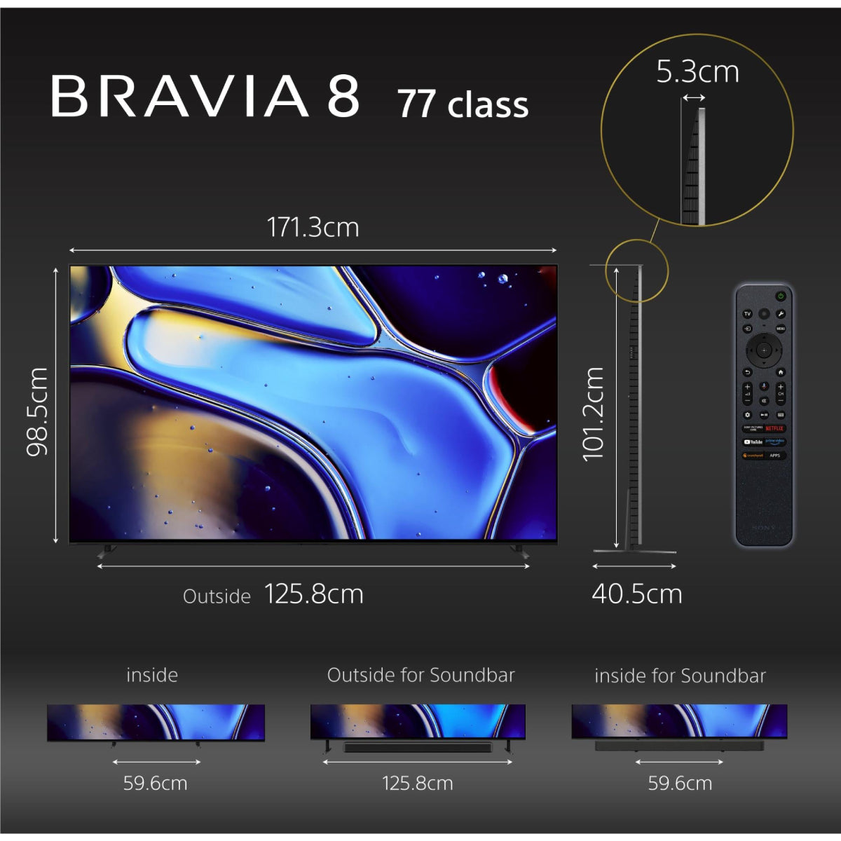 Televisor inteligente Sony BRAVIA 8 XR80 OLED 4K HDR de 77" con Google