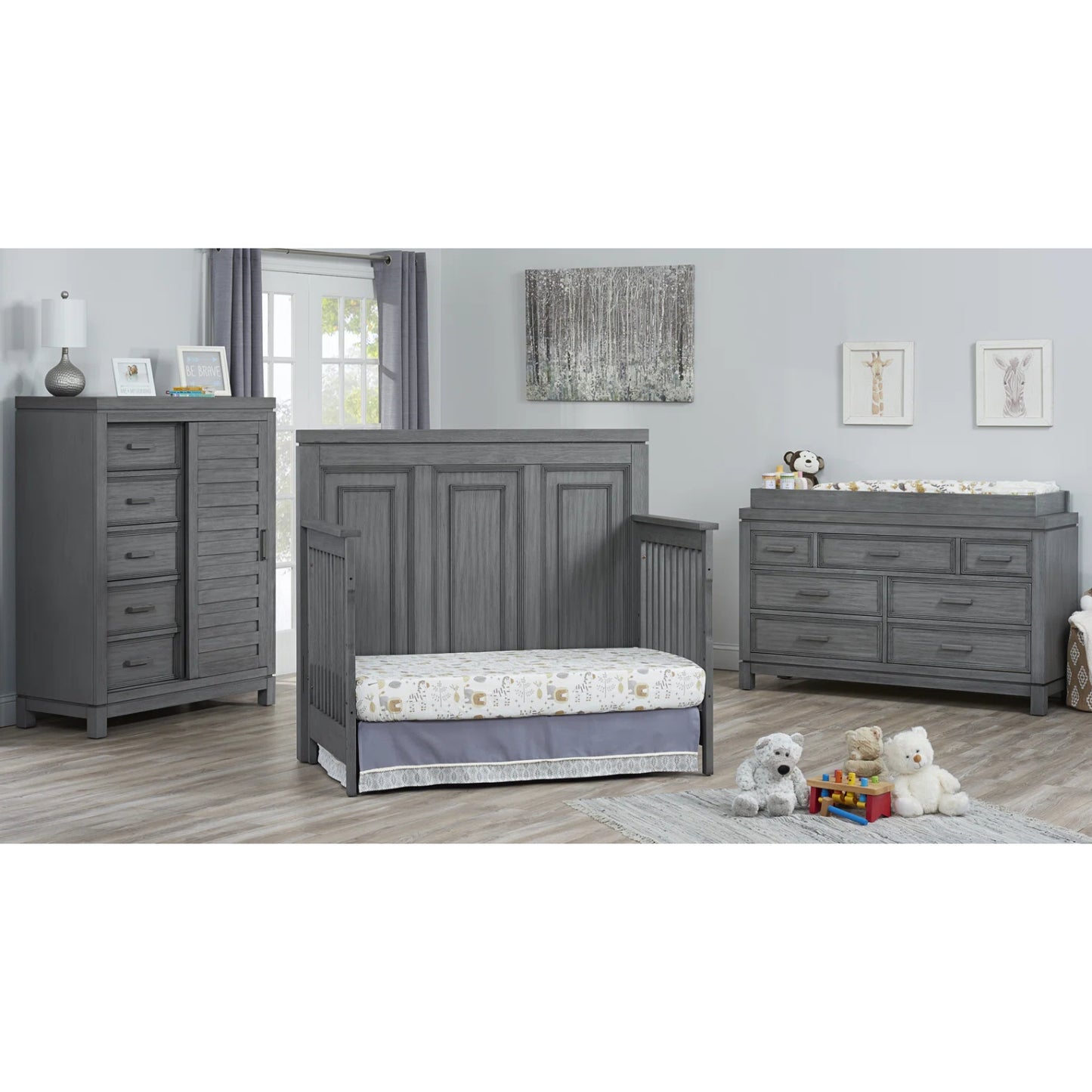 Soho Baby Manchester Rustic Gray 4-in-1 Convertible Crib