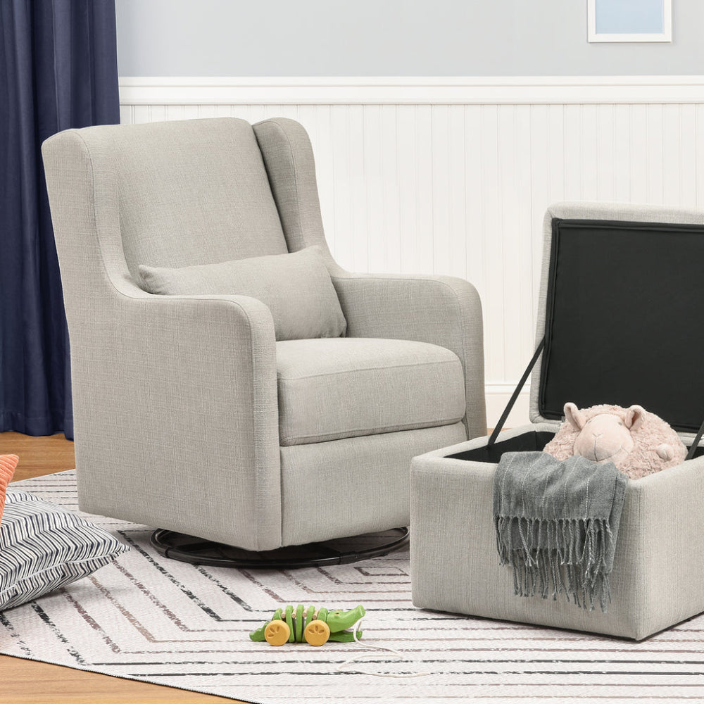 Adrian 37.5" Gray Swivel Glider with Storage Ottoman by DaVinci