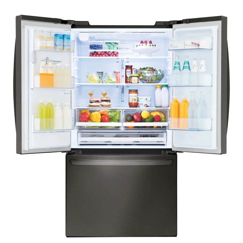 LG - Refrigerador de 3 puertas y 28 pies cúbicos con puerta francesa y tecnología ThinQ, modelo LRFS28XBD