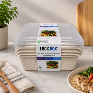 Lockbox (10-Piece) Square Meal Prep Container Set - Beige
